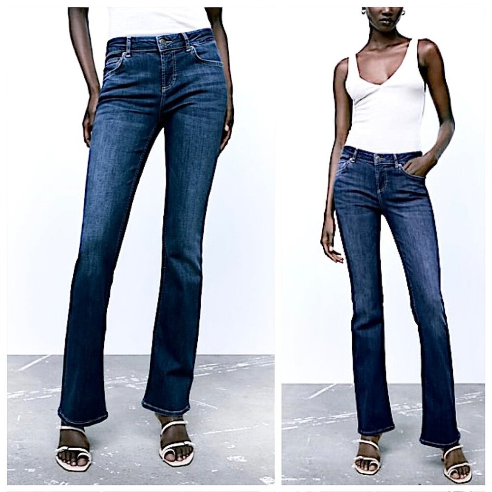 New Zara ZW The Low Rise Slim Bootcut Jeans in Medium Blue Size 4